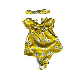 Daisy Newborn Dress with Matching Bow/Headband